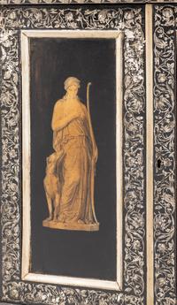 A Continental Painted Hanging Cupboard Decorated with Classical Figures