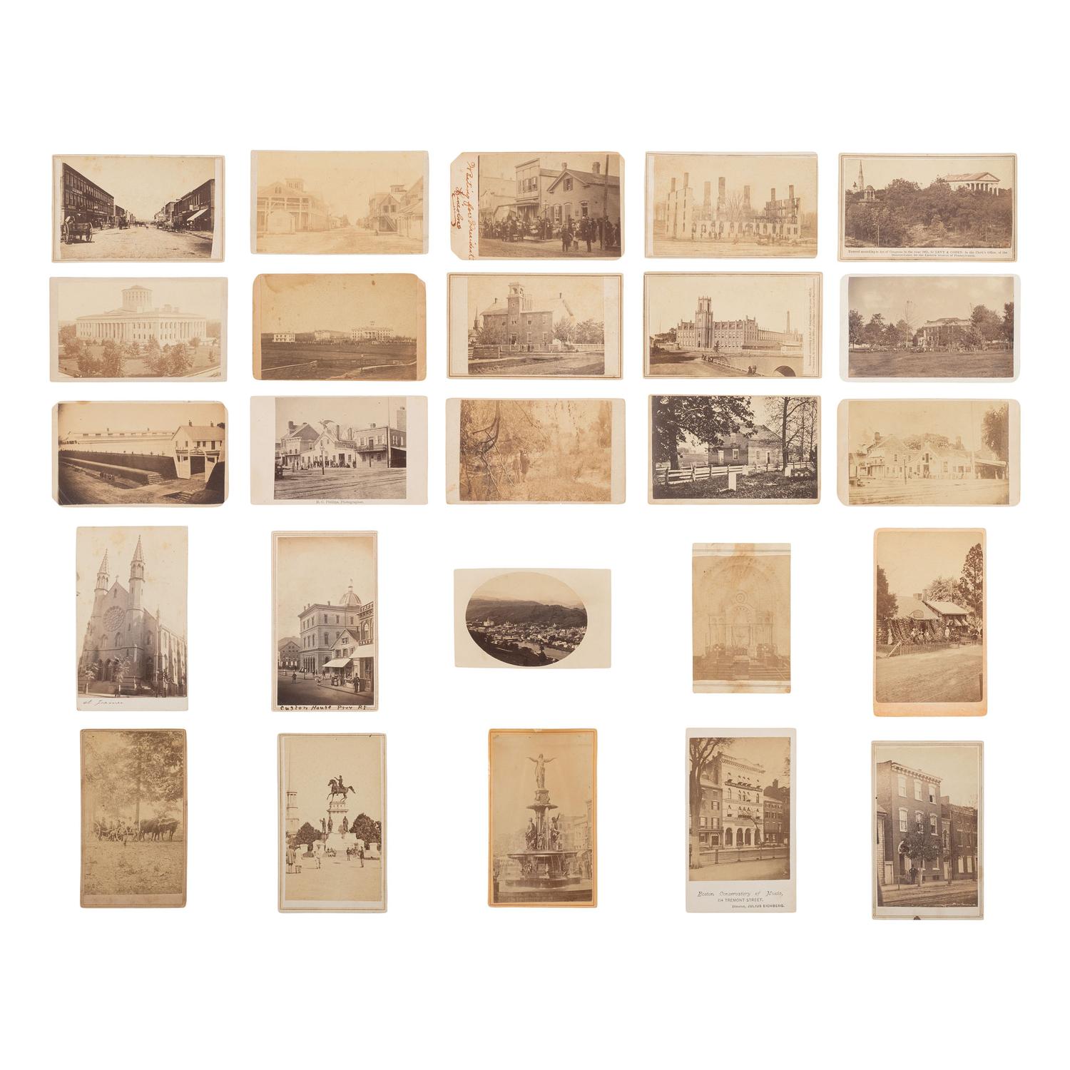 [Early Photography] Group of 25 Carte de Visites of U.S. Landmarks, Monuments, and Scenic Views
