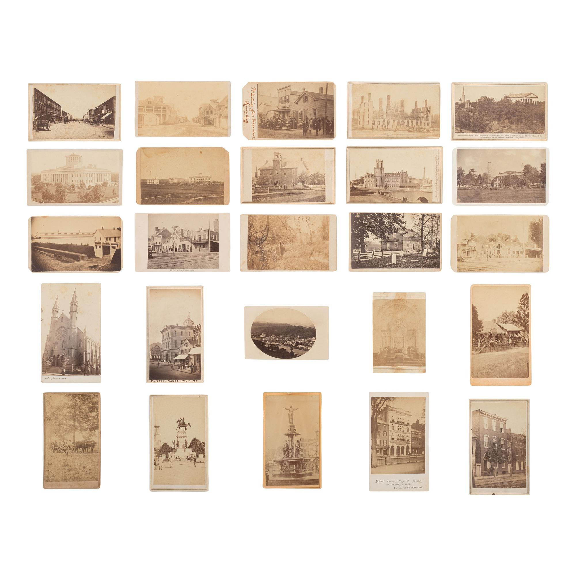 [Early Photography] Group of 25 Carte de Visites of U.S. Landmarks, Monuments, and Scenic Views