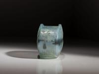 A Daum Enameled Glass Scenic Swan Vase