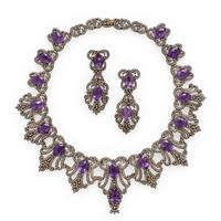 Amethyst, Colored Diamond, and Silver-Topped Gold Set