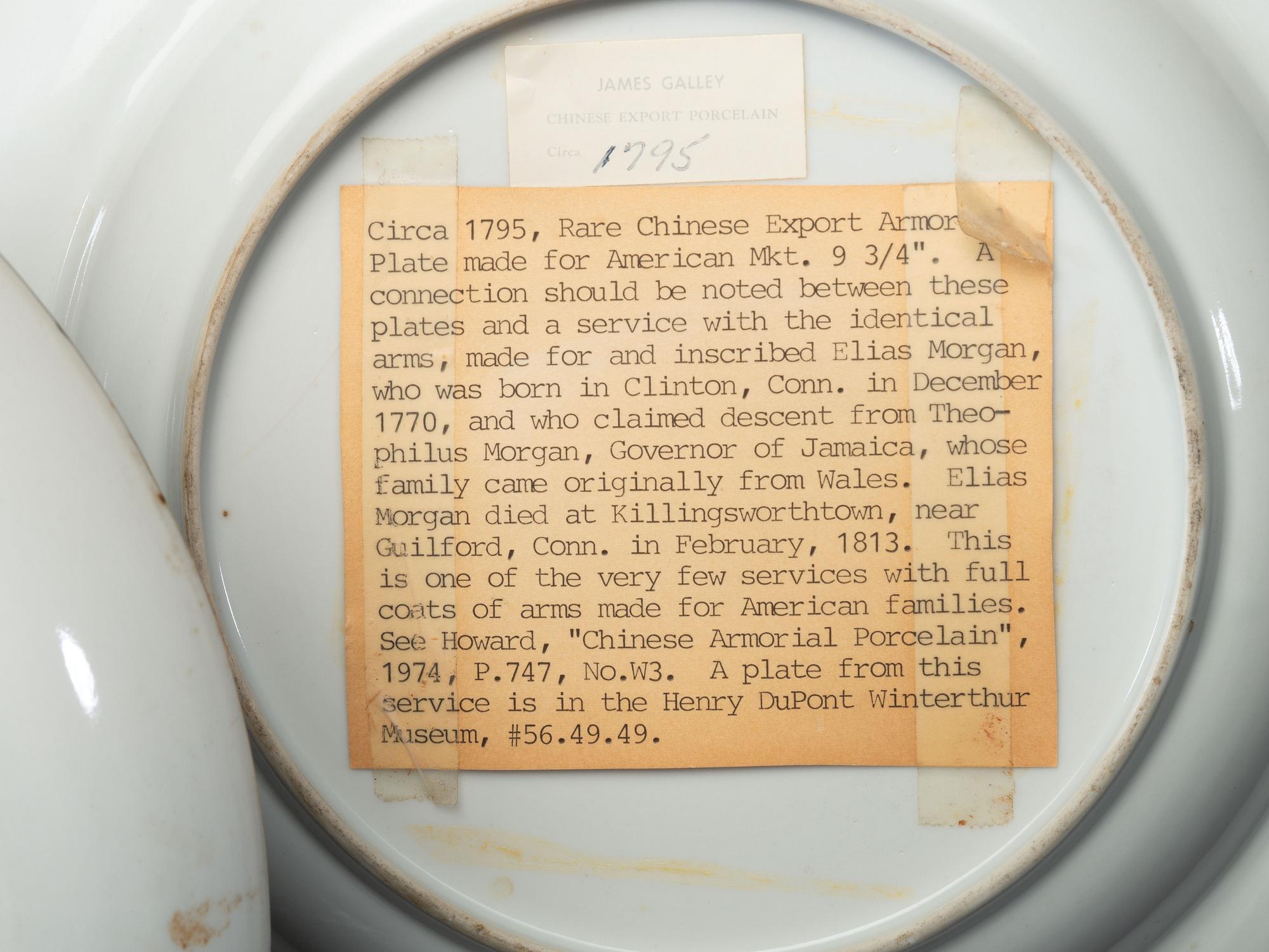 Four Chinese Export Porcelain Armorial Plates