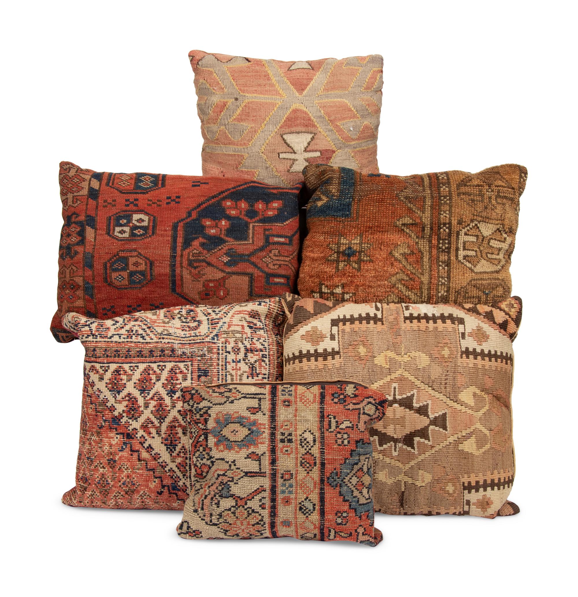 A Group of Seven Kilim Upholstered Pillows