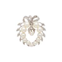 CULTURED PEARL AND DIAMOND BROOCH