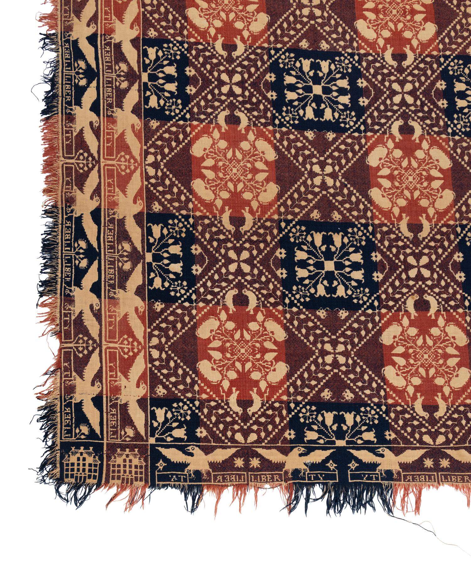 Two Cotton and Wool Jacquard Coverlets