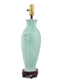 A Chinese Molded Celadon Ground Porcelain 'Phoenix' Vase