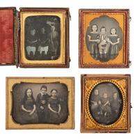 [EARLY PHOTOGRAPHY]. 33 sixth plate and quarter plate daguerreotypes of siblings in pairs & trios.