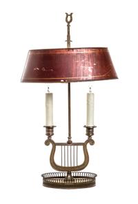 A Directoire Gilt Bronze Bouillotte Lamp, Height 21 1/2 inches.