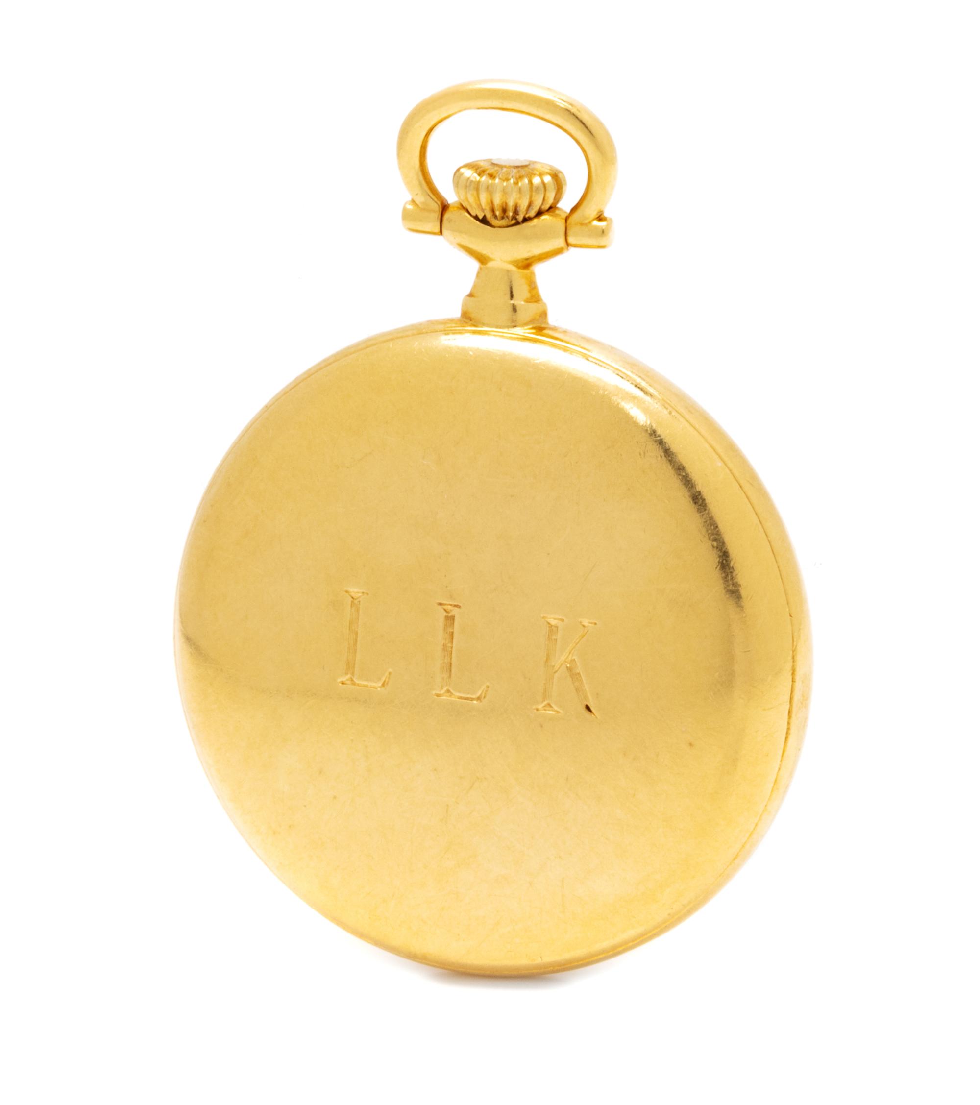 An 18 Karat Yellow Gold Open Face Pocket Watch, Tiffany & Co.,