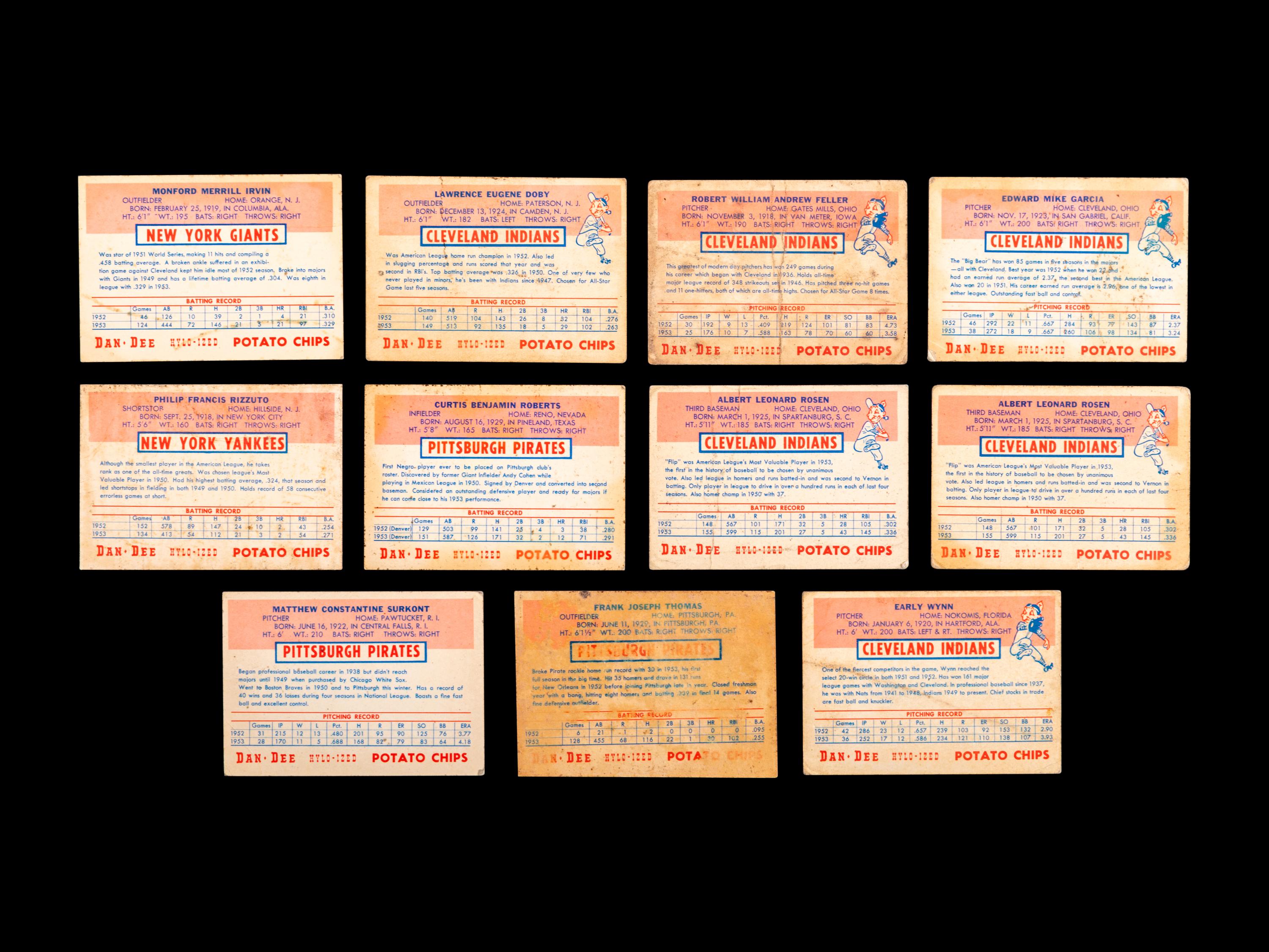 A Group of 11 1954 Dan-Dee Potato Chips Baseball Cards (Including Multiple Hall of Famers),