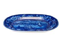 An Unusual and Large Historic Blue Staffordshire 'Detroit' Platter