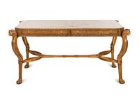 A Regency Style Gilt Metal and Leather Veneered Desk