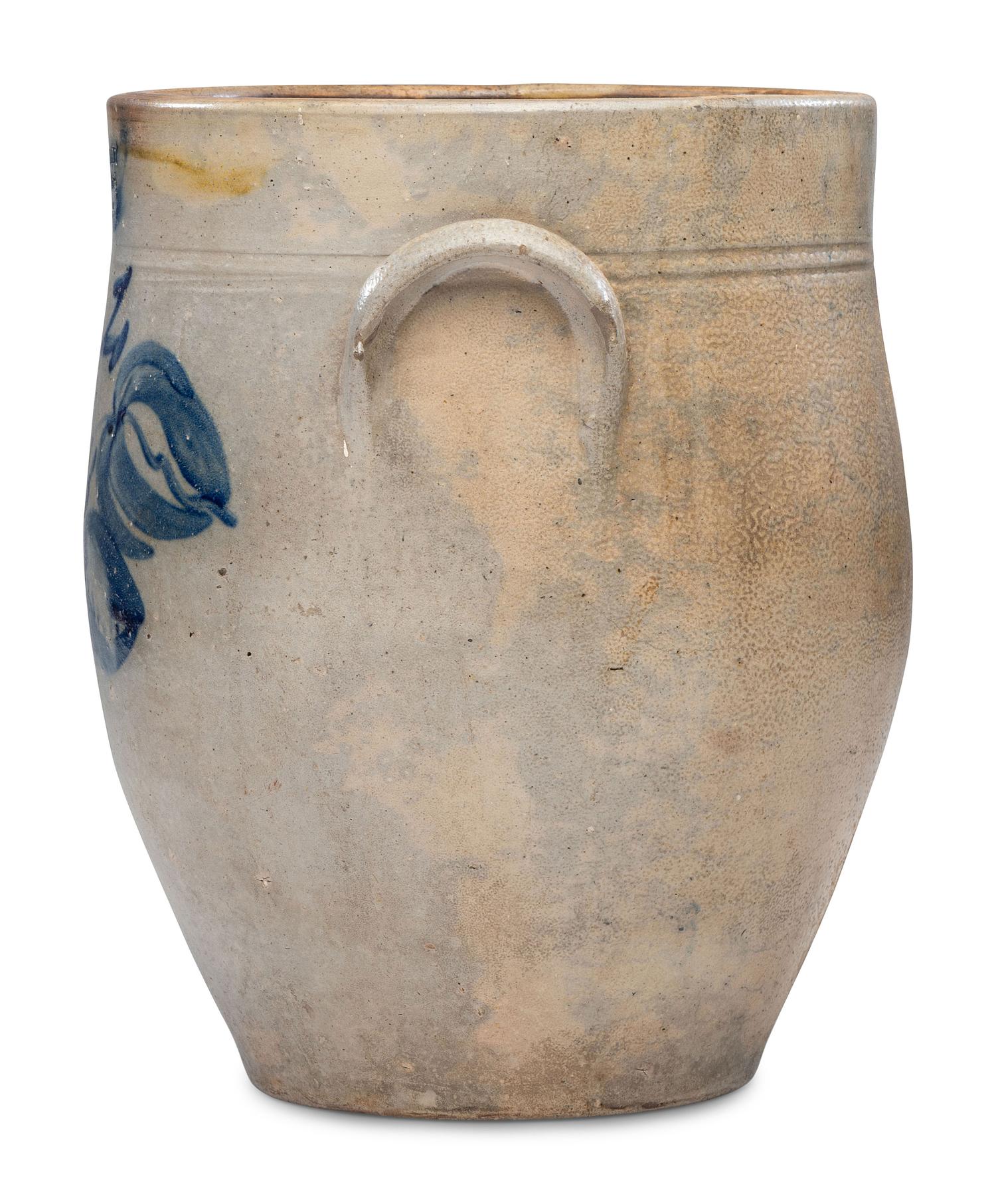 An I. M. Mead Two-Gallon Cobalt Decorated Stoneware Crock