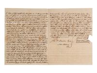[ENSLAVEMENT]. Pair of letters lamenting the possible sale of a 35-year-old slave named Pompey. 1850.