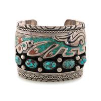 Silver Cuff Bracelet with Inlay