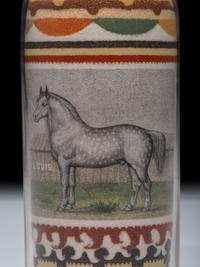 An Andrew Clemens (American, 1857-1894) Labeled Sand Bottle with Percheron Horse