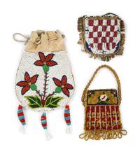 Cheyenne Youth's Moccasins AND Plains Beaded Bags