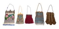 A Collection of Beaded Evening Bags Height of tallest 11 inches.