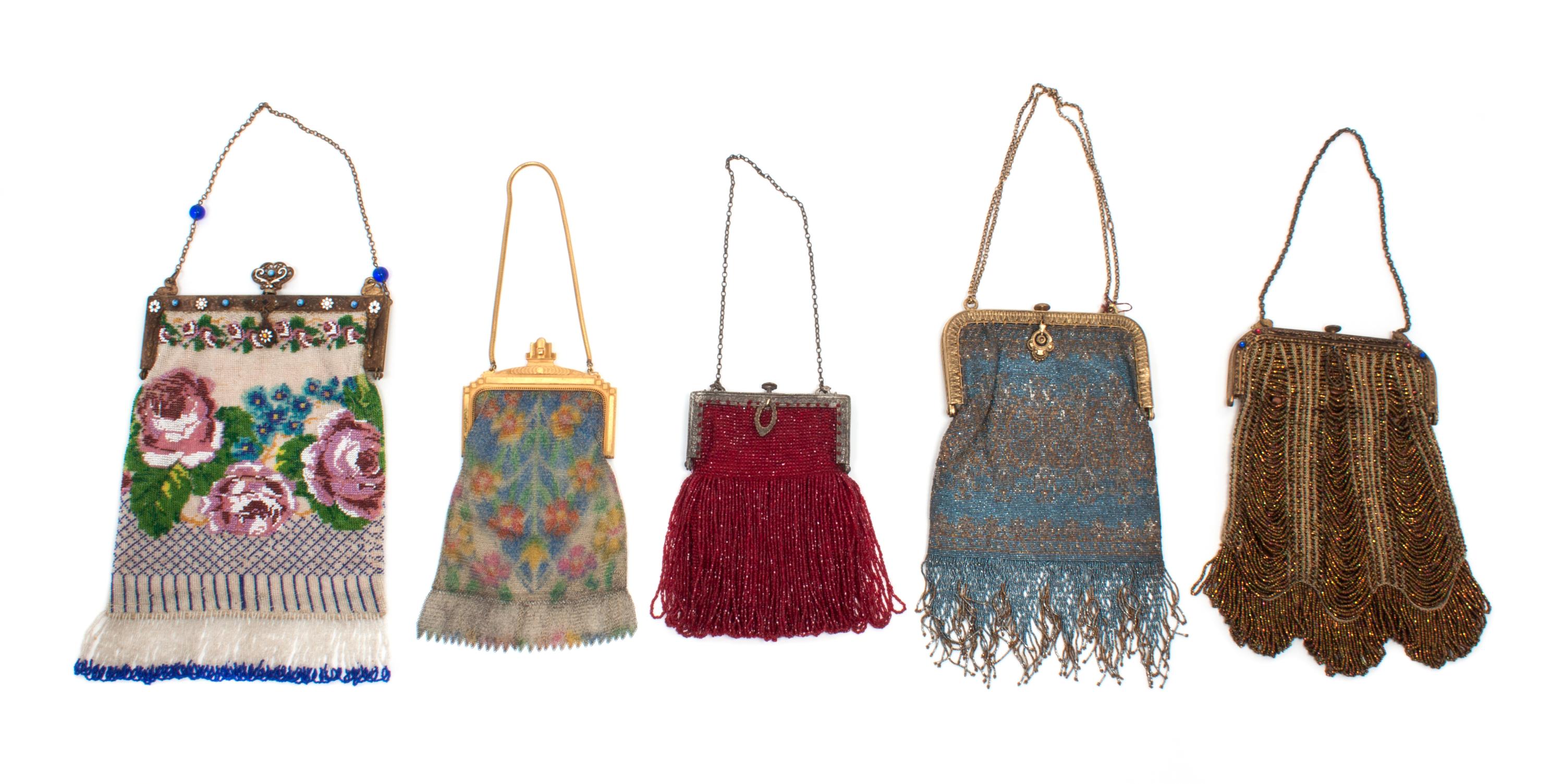 A Collection of Beaded Evening Bags Height of tallest 11 inches.