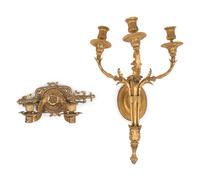 Two Continental Gilt Bronze Sconces