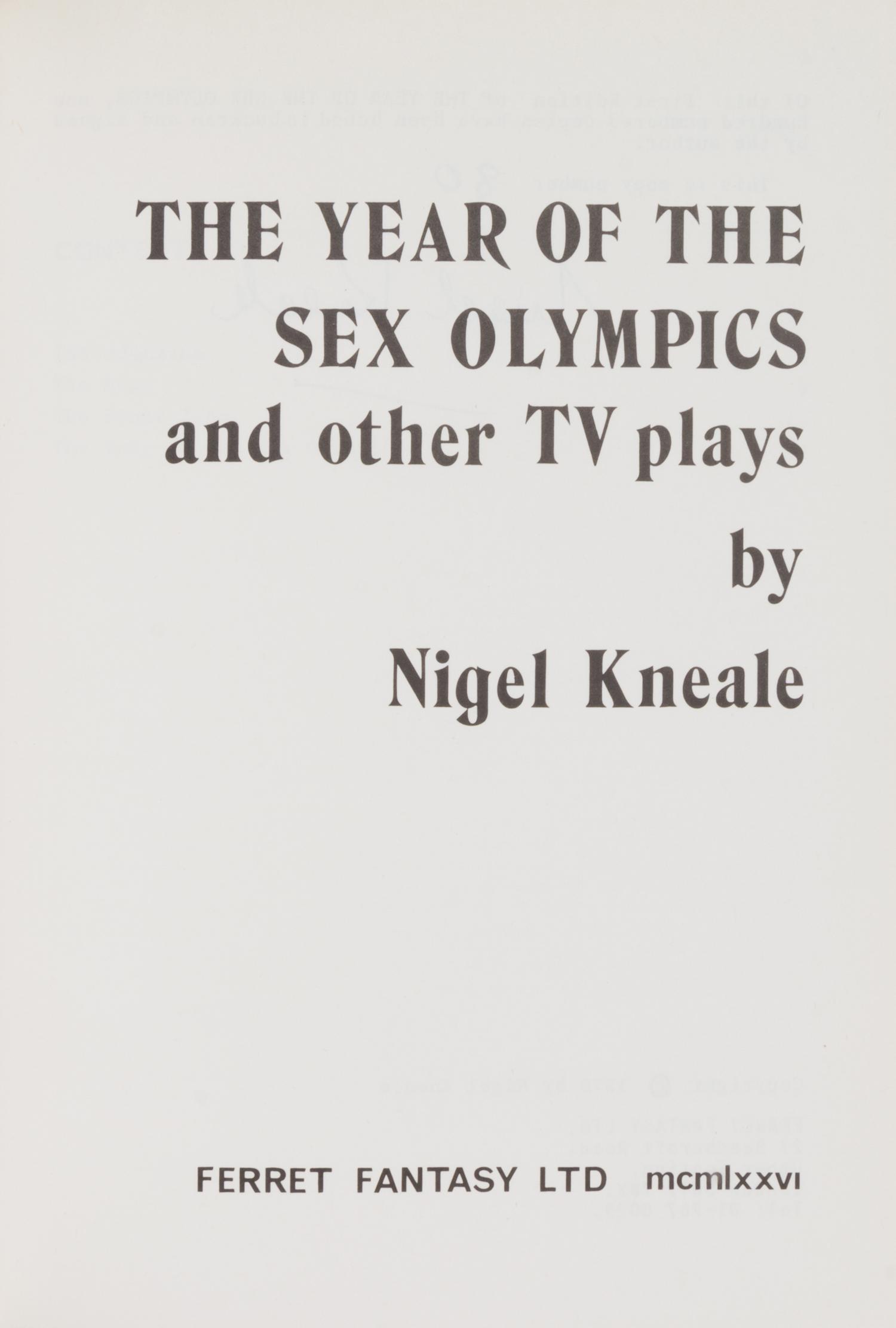 KNEALE, NIGEL (1922-2006). The Year of the Sex Olympics and other TV Plays. London: Ferret Fantasy, 1976. FIRST EDITION.