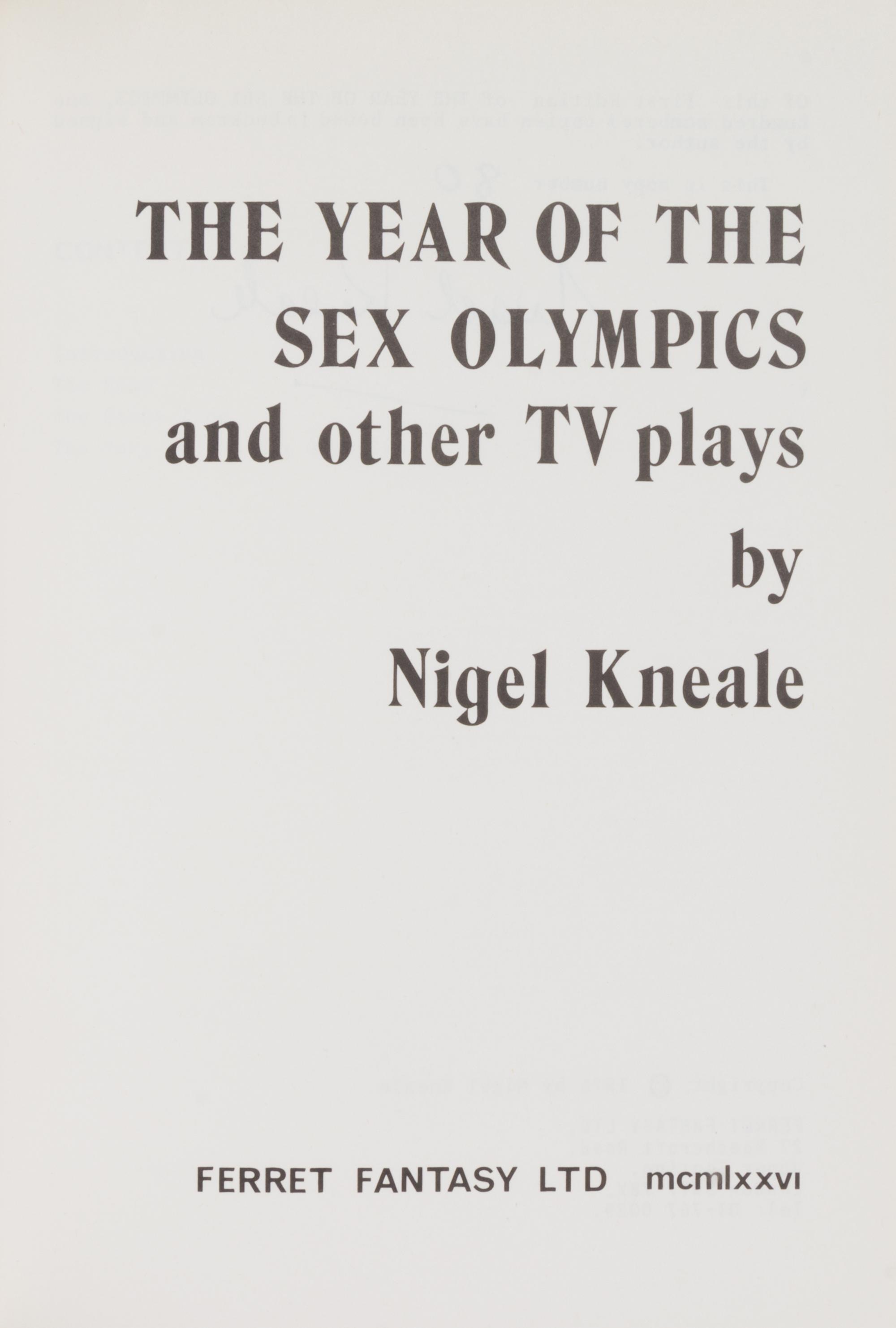 KNEALE, NIGEL (1922-2006). The Year of the Sex Olympics and other TV Plays. London: Ferret Fantasy, 1976. FIRST EDITION.