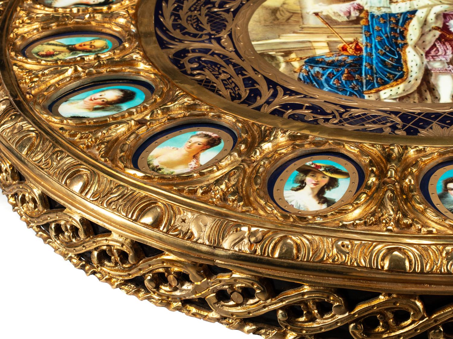 A Louis XV Style Porcelain Mounted Gilt Bronze Center Table