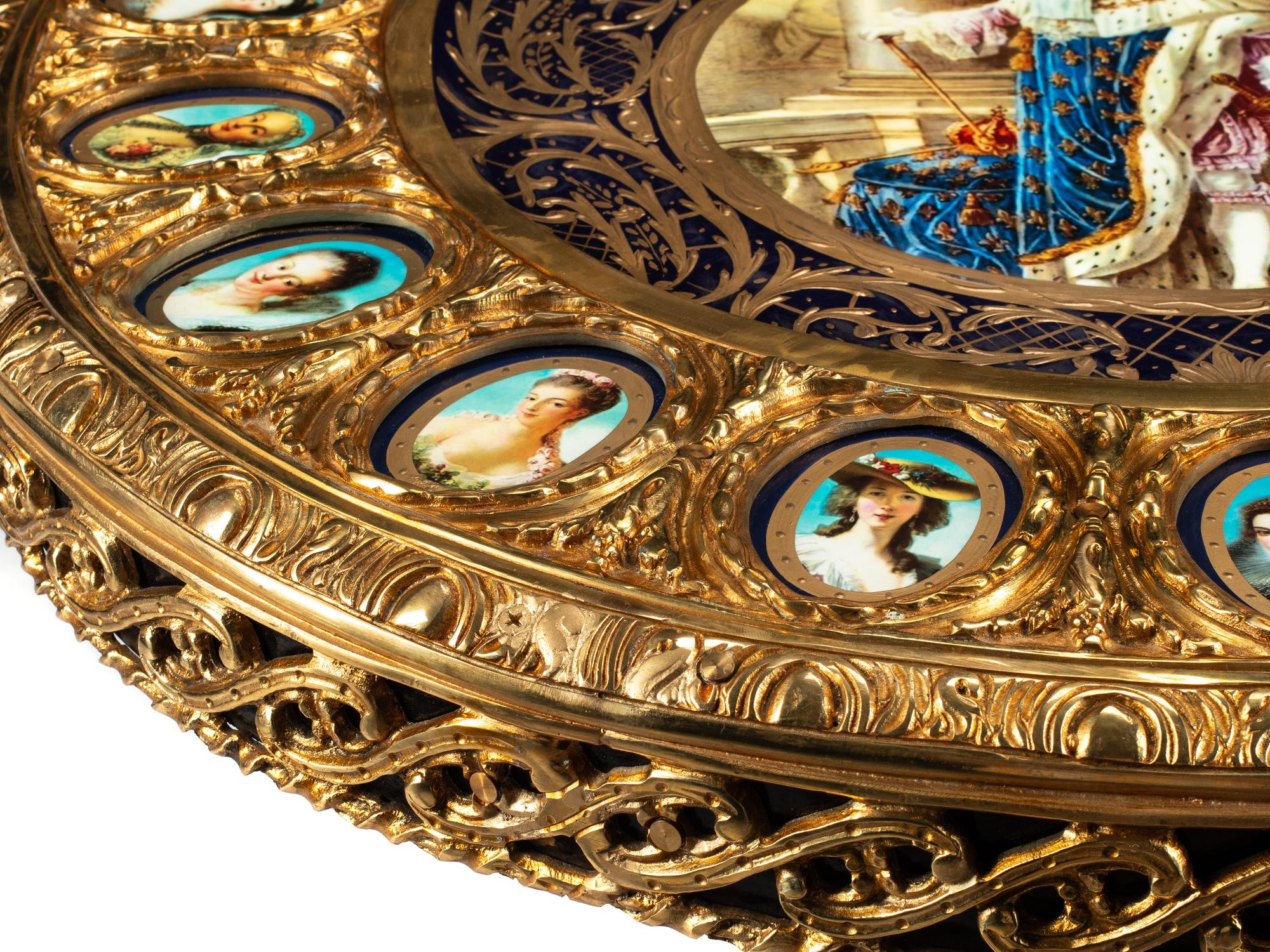 A Louis XV Style Porcelain Mounted Gilt Bronze Center Table