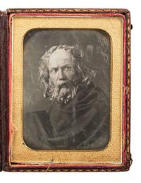 [EARLY PHOTOGRAPHY - THEATRE]. Quarter plate daguerreotype attributed as thespian Edwin Forrest portraying possibly King Lear.