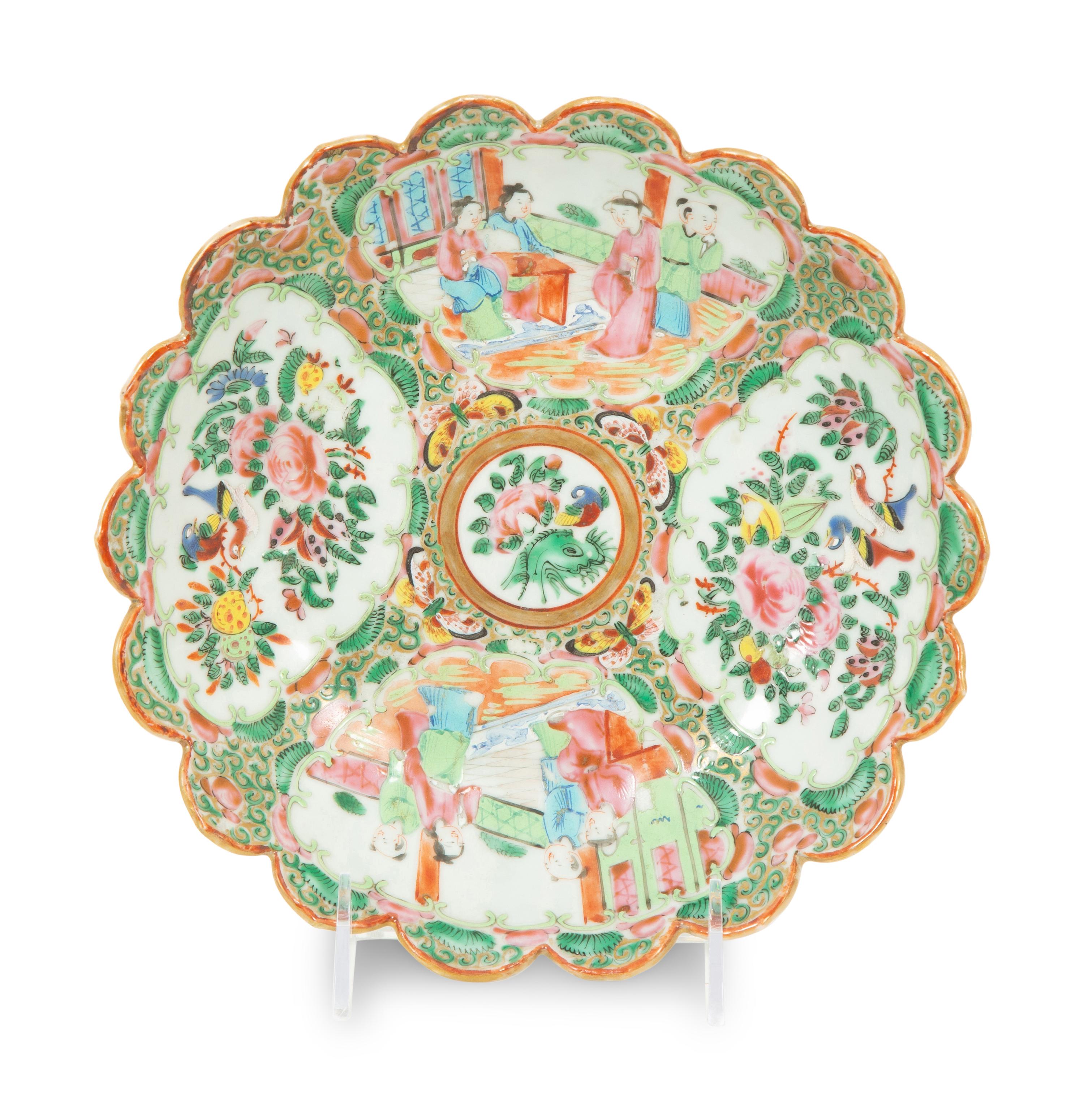 A Rose Medallion Scalloped Edge Porcelain Plate