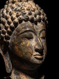 A Bronze Buddha Head