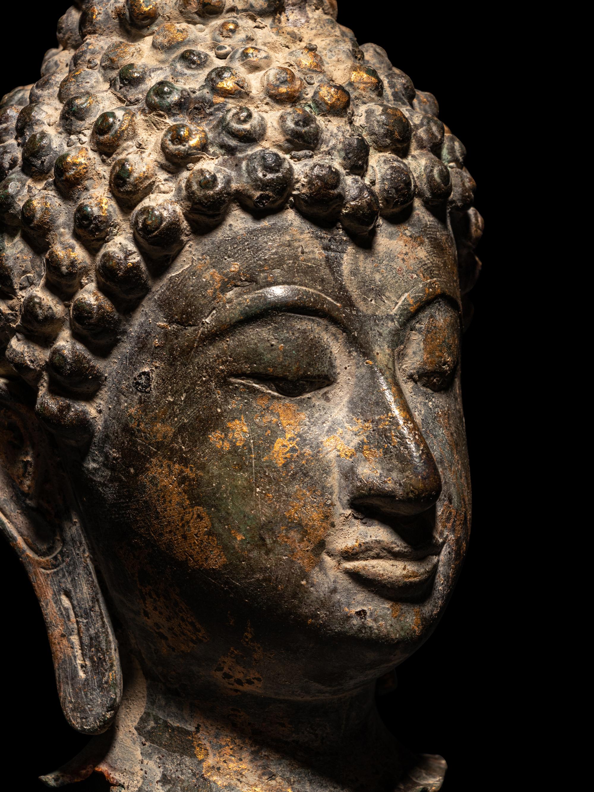 A Bronze Buddha Head