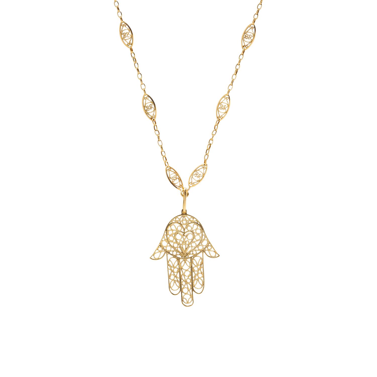YELLOW GOLD FANCY LINK PENDANT NECKLACE