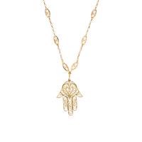 YELLOW GOLD FANCY LINK PENDANT NECKLACE