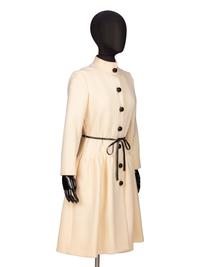 PIERRE CARDIN, CREAM WOOL COAT DRESS