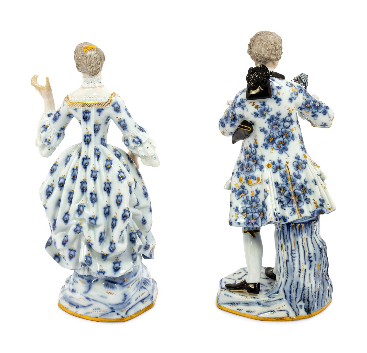 A Pair of Meissen Blue and White Figures