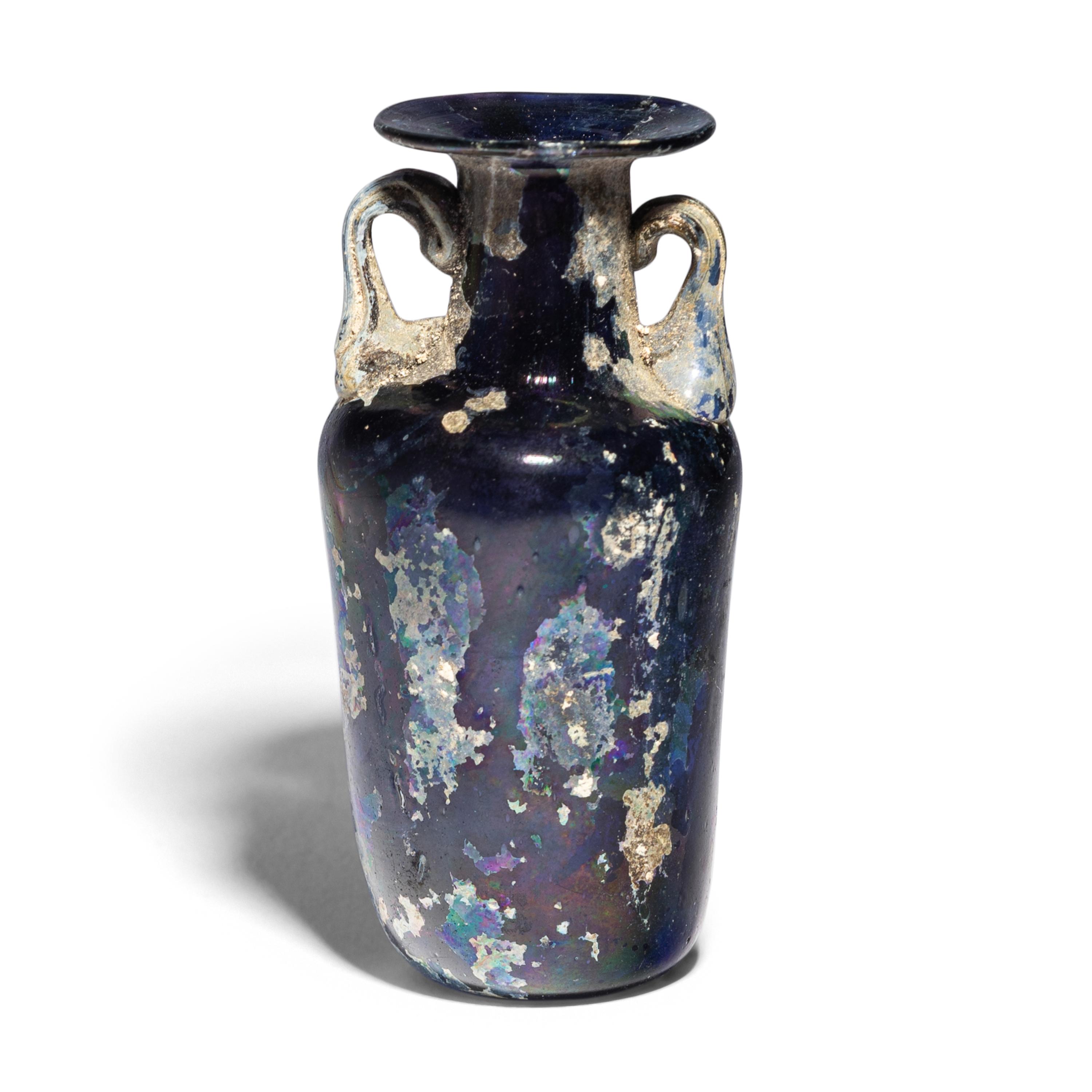 A Late Roman Blue Glass Flask