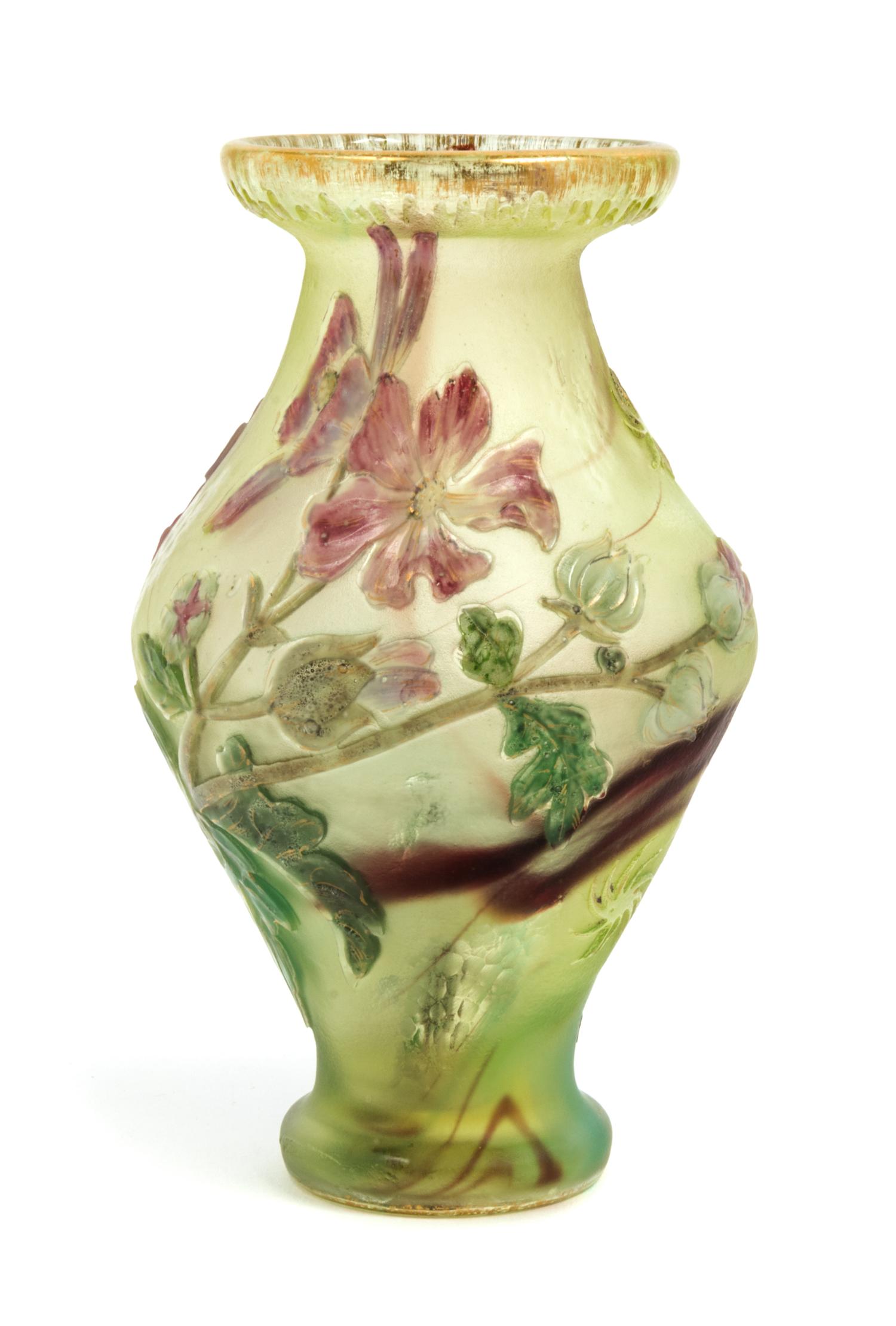 Burgun & Schverer, EARLY 20TH CENTURY, a cameo glass vase, of baluster form with floral decoration