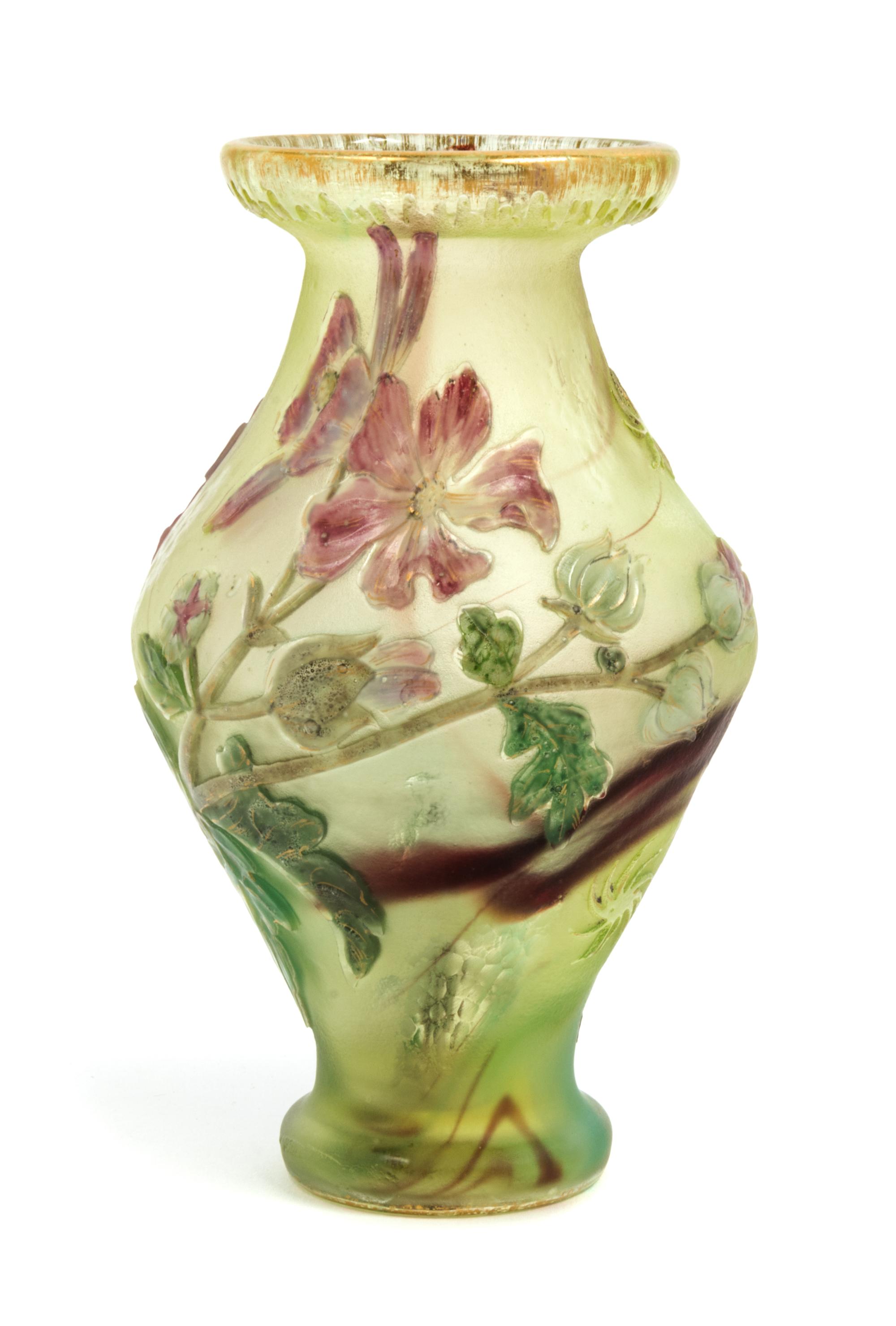 Burgun & Schverer, EARLY 20TH CENTURY, a cameo glass vase, of baluster form with floral decoration