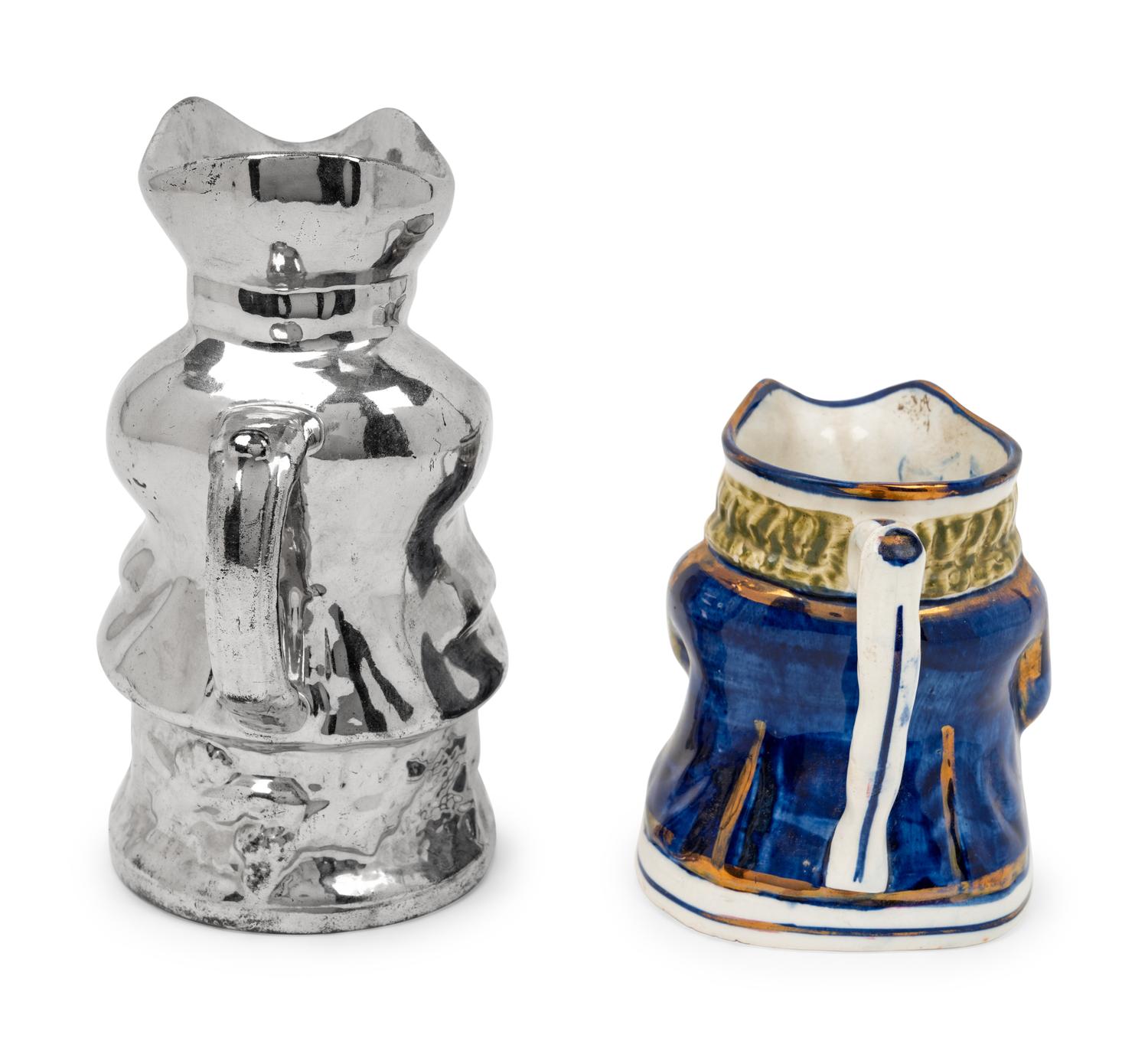 A Staffordshire Squat Toby Jug and a Silver Luster "Snuff Taker" Toby Jug