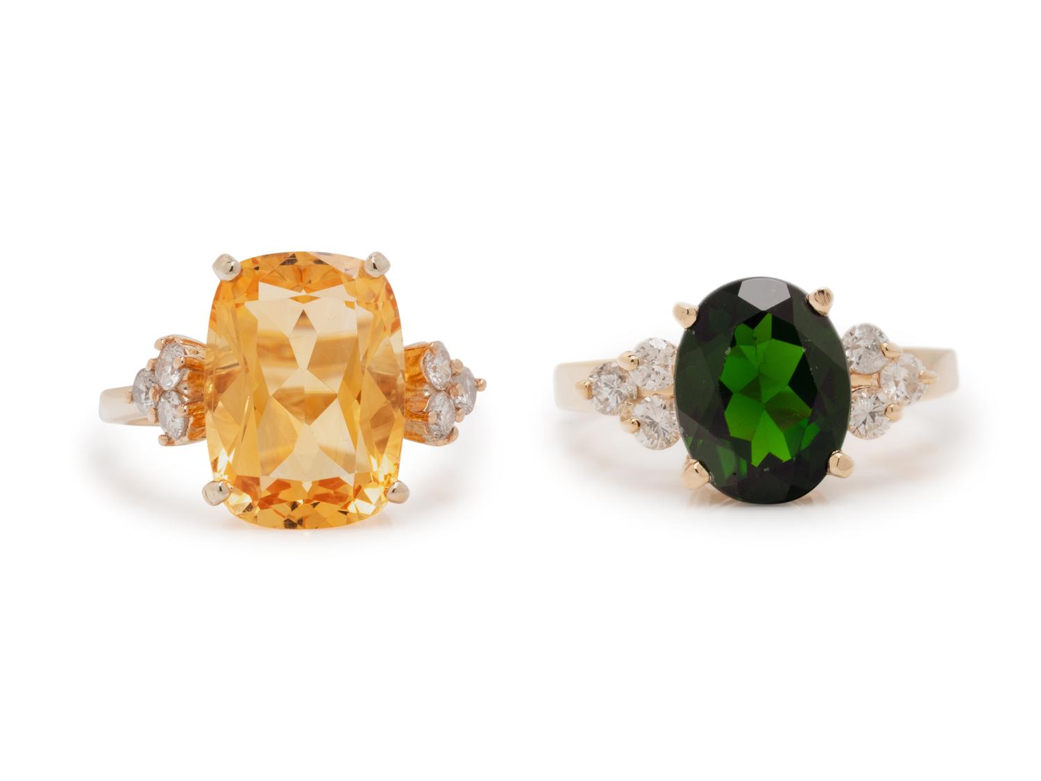 COLLECTION OF YELLOW GOLD AND GEMSTONE RINGS