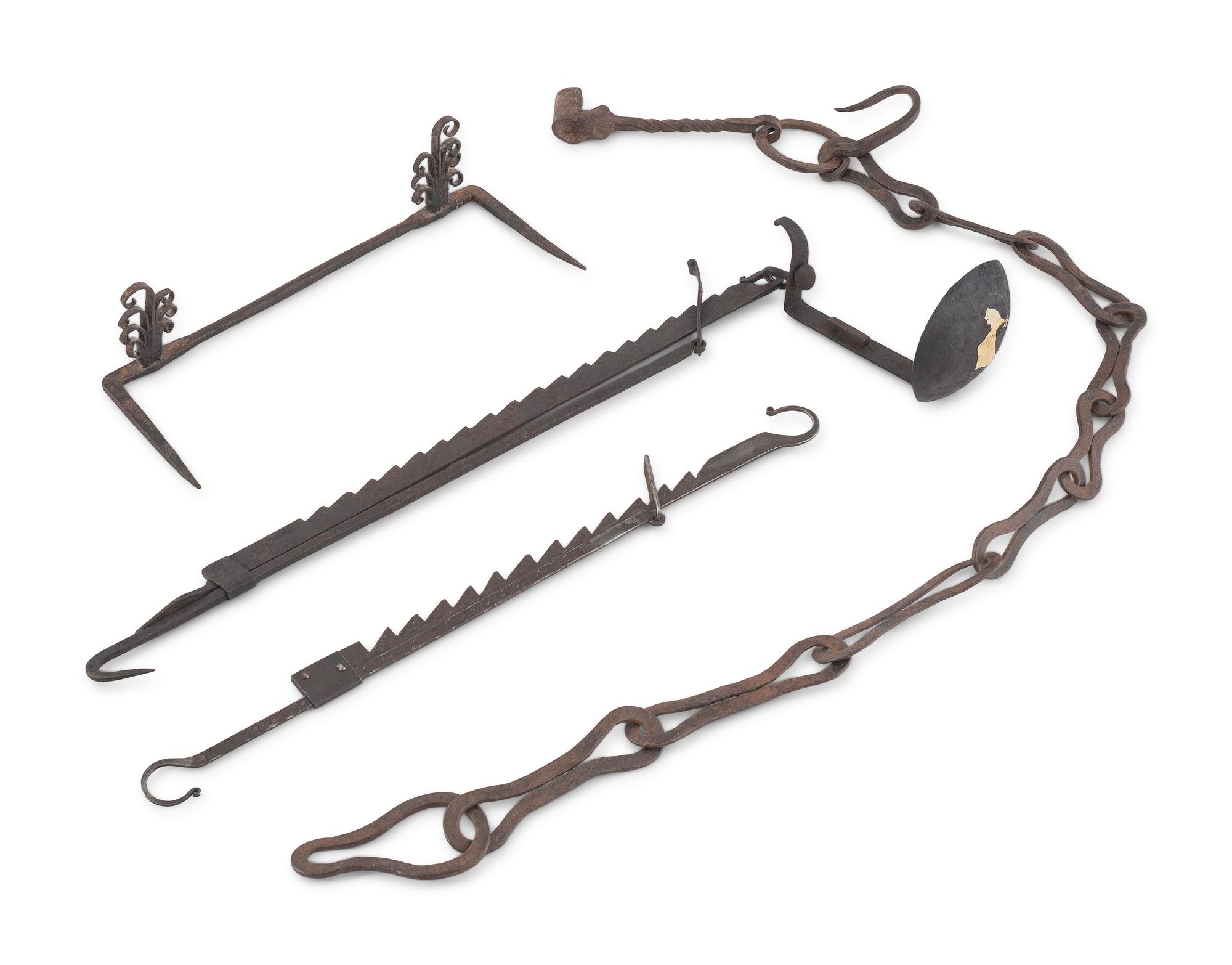 An Assortment of Iron Hearth and Lighting Articles