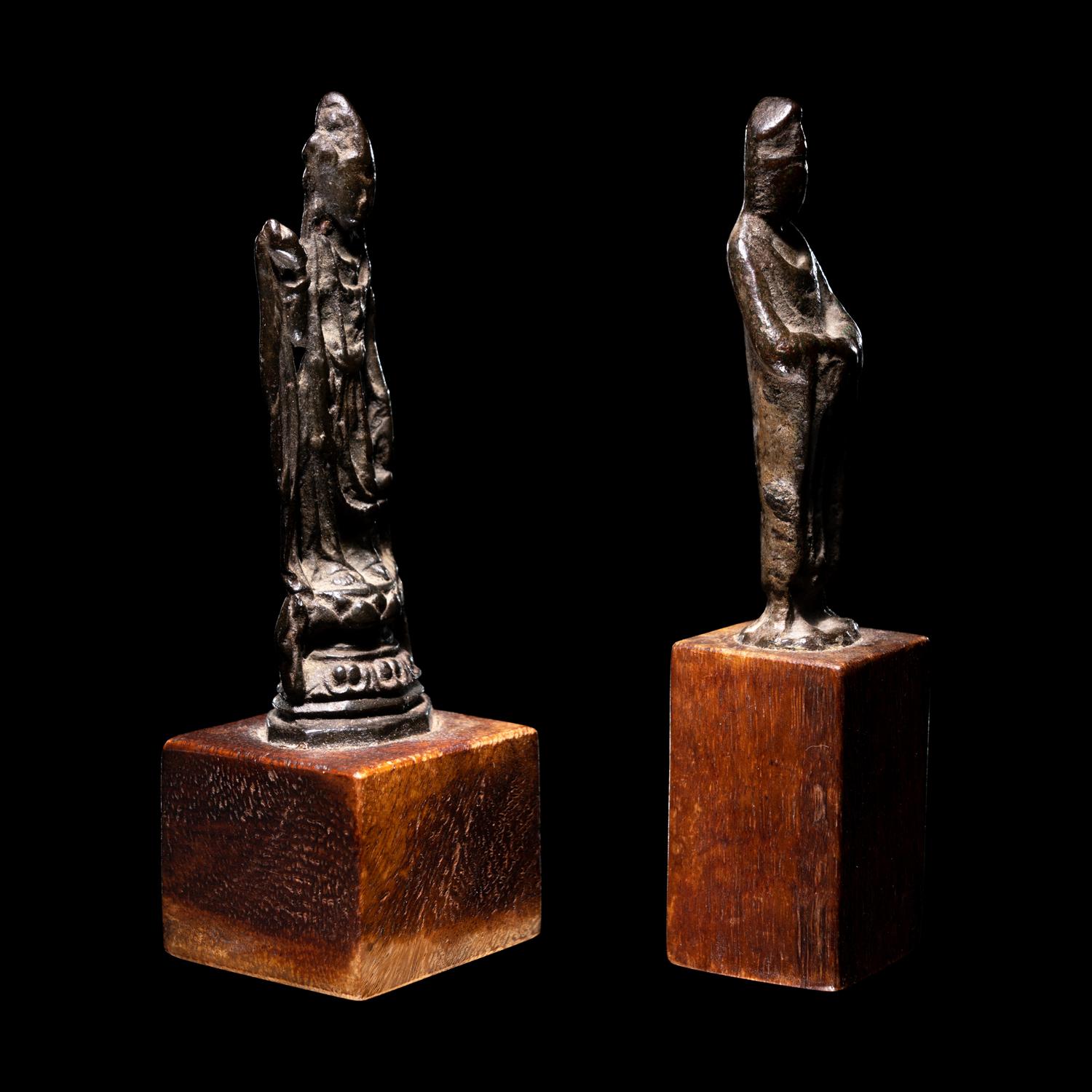 Two Chinese Bronze Figures of Guanyin