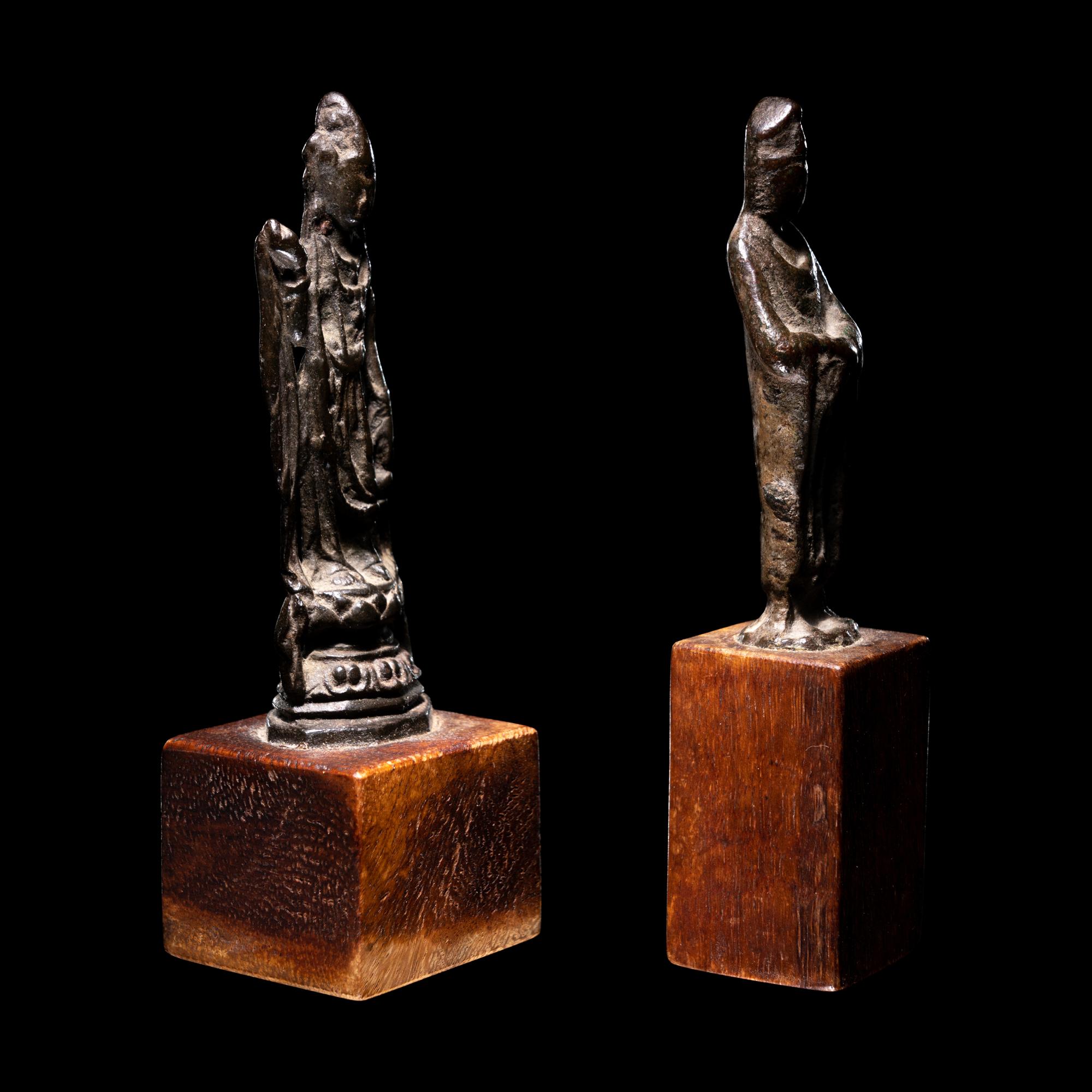 Two Chinese Bronze Figures of Guanyin