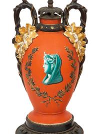 A Pair of French Painted Glass Vases Mounted as Lamps