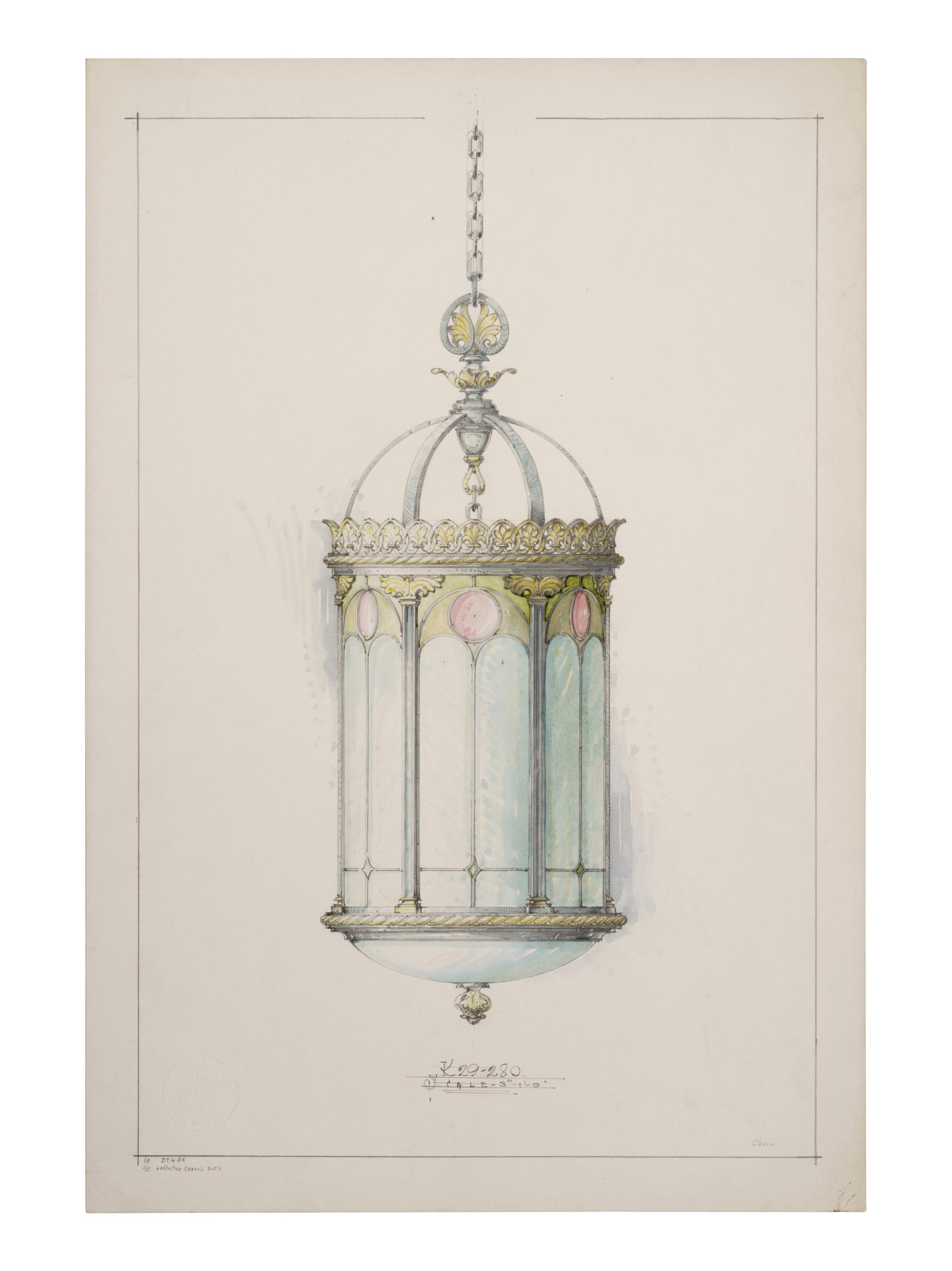A Collection of Pencil and Ink Prototype Drawings for Beardslee Chandelier Co.