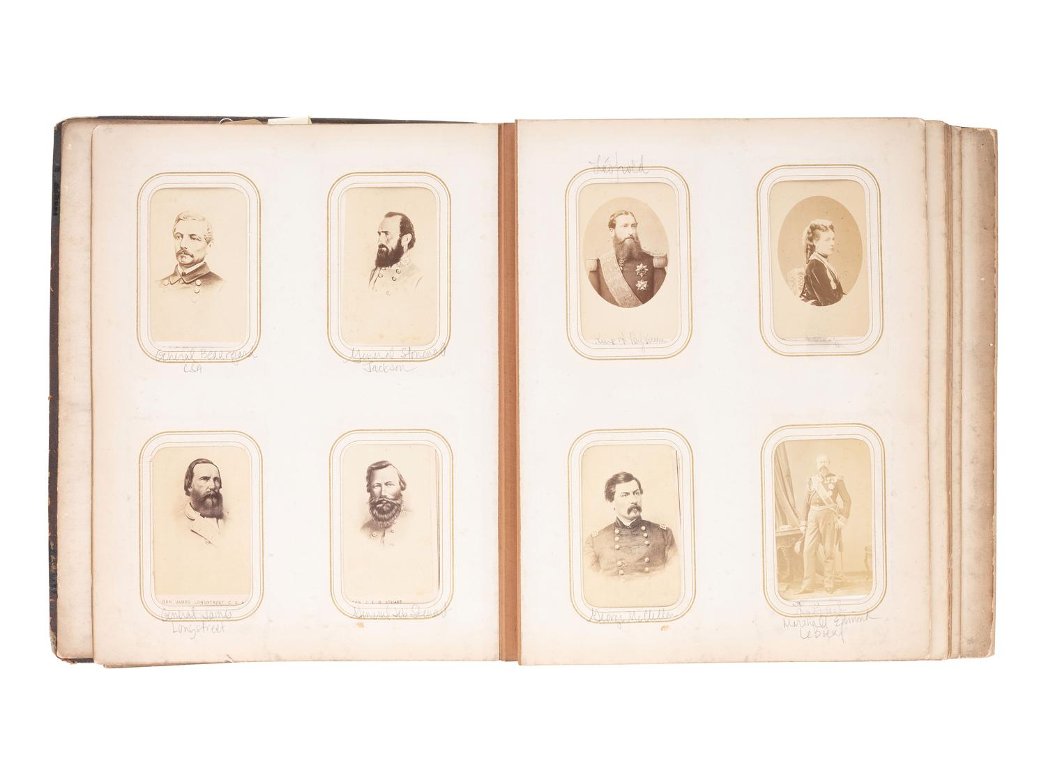 [EARLY PHOTOGRAPHY] CDV album cont. approx. 185 photographs of American and European personalities.