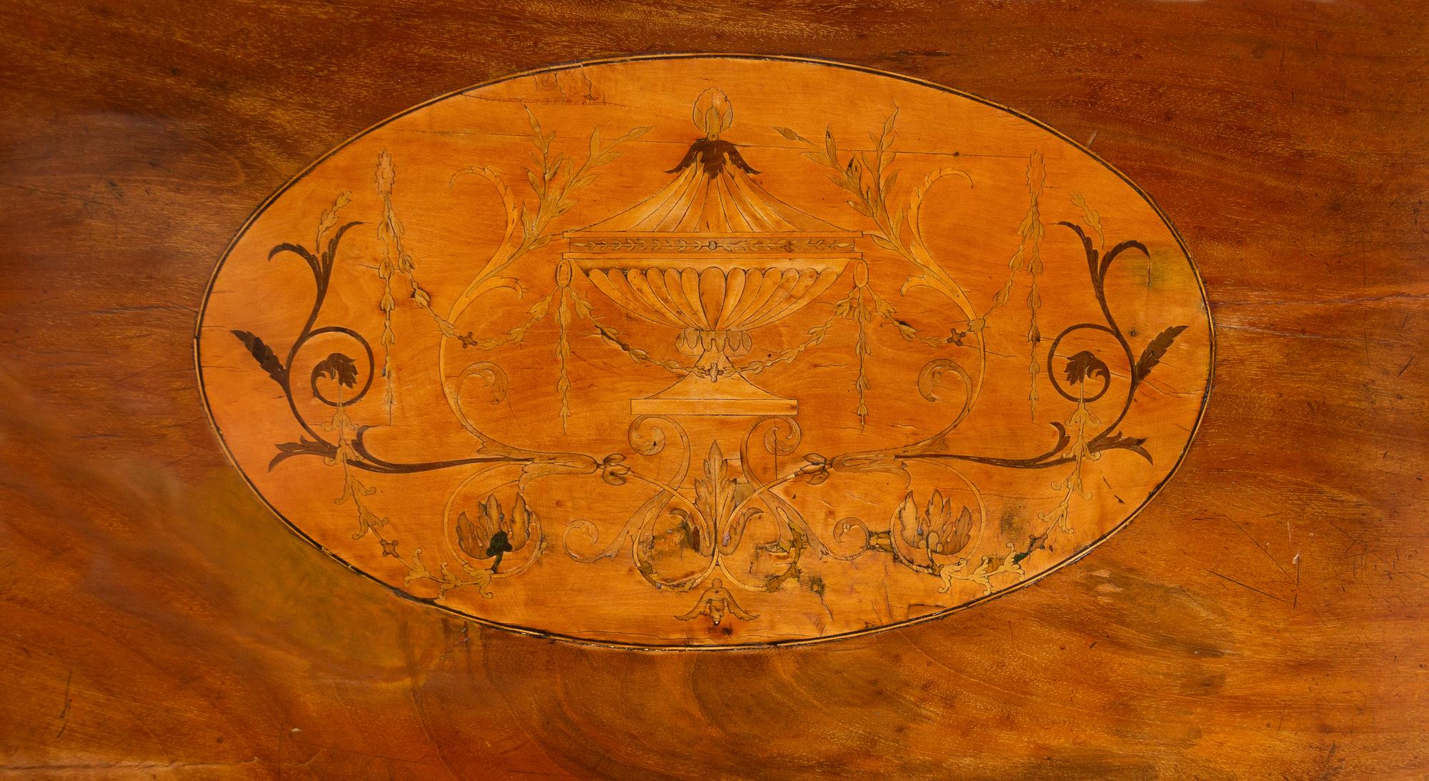 A George III Satinwood Inlaid Figured Mahogany Serpentine-Front Sideboard