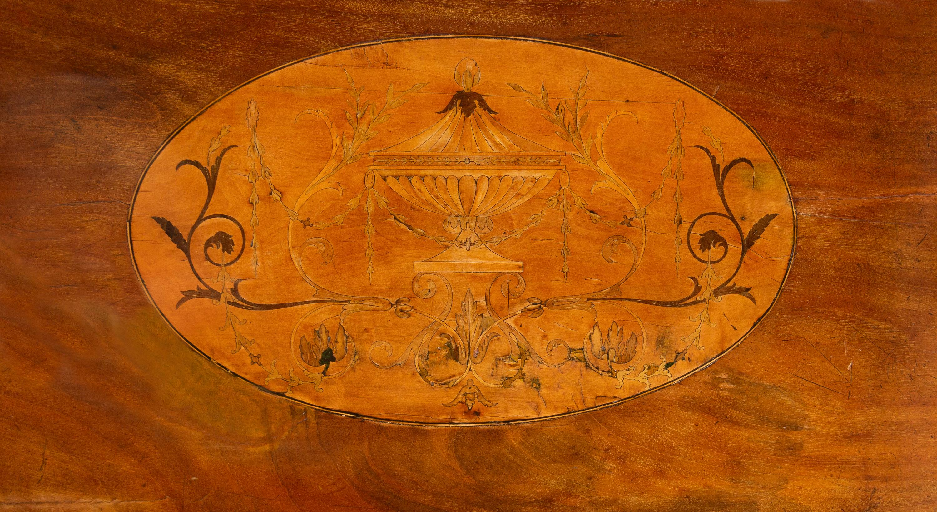 A George III Satinwood Inlaid Figured Mahogany Serpentine-Front Sideboard