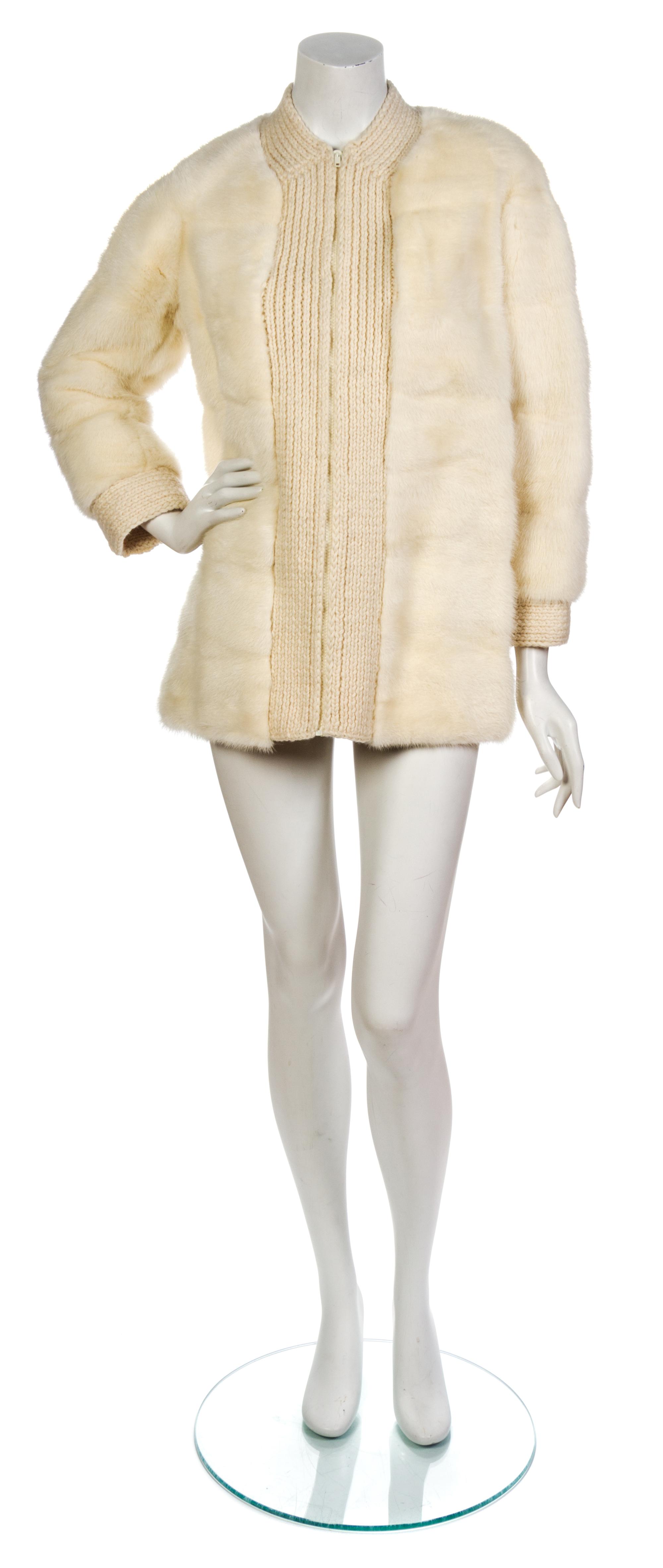 An Ivory Fur and Cable Knit Jacket,